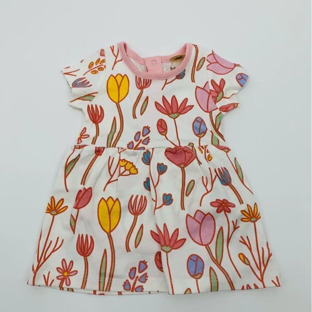 Monica & Andy | NWT | Floral Kids Dress in Pink and Yellow | 0-3 months